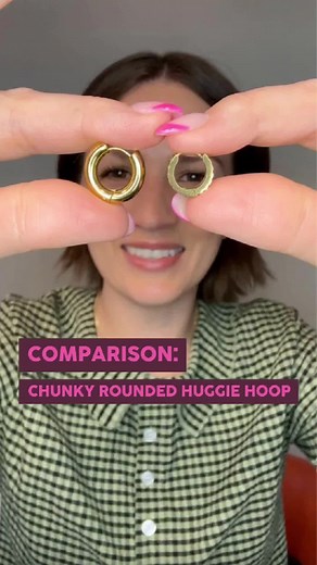 Wondering about the size difference between our huggie hoops? Check out these side by sides with our Rounded Huggie Hoops.