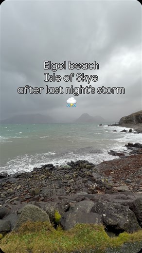 Elgol beach today, after last night’s storm ⛈️ We just sat there for a while to watch some awesome waves come crashing in 🥰 #elgol #isleofskye #cuillin #mountains #beach #mistyisle #waves #afterthestorm #coastalliving | Jazz Buchanan Creations