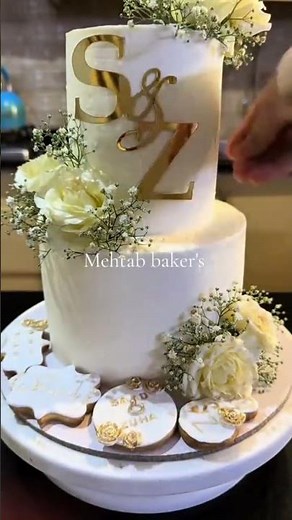03163159541 Elegant White Wedding Cake Decorating Tutorial | Two Tier Floral Cake Design