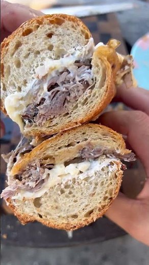Smoked pulled beef sandwiches