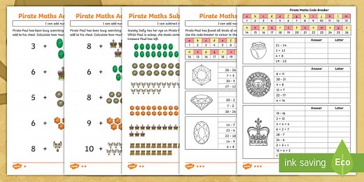 * NEW * KS1 Pirate Maths Addition and Subtraction Worksheets