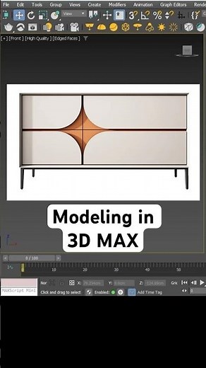 how to model a sideboard with finger pull handle in 3d max