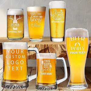Custom Beer Glass Mug With Handle, Personalized Pilsner, Pint, Can Beer Glasses - Beer Lover Gift for Holiday, Christmas Gift for Him, Dad - Etsy