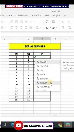 How to insert serial Number in Excel || Excel me Serial Number kaise Insert kare || #shorts #excel