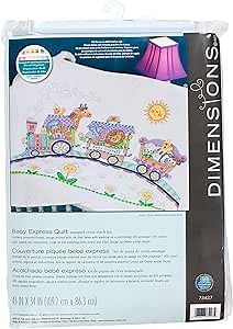 Dimensions Stamped Cross Stitch 'Baby Express' DIY Baby Quilt, 34" x 43"