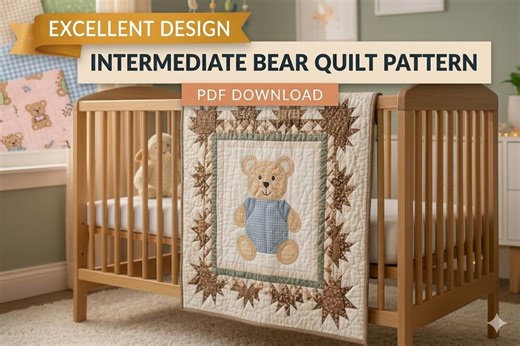 Baby Bear Quilt Pattern – Star Border Patchwork Nursery Bedding (PDF Download) - Etsy