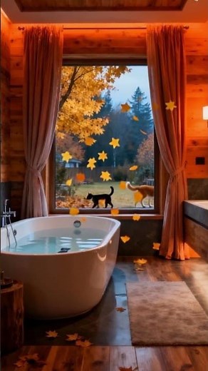 Cozy Wooden Bedroom 🍁 | Jacuzzi & Autumn View Ambience