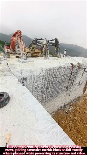 Incredible Marble Quarry Process Using Excavators To Control Massive Stone Fall #work