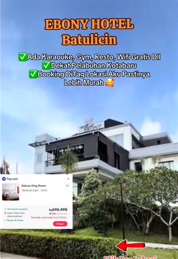 EBONY HOTEL BATULICIN ✨ 📍Jl. Raya Batulicin,Kec. Batulicin, Kab. Tanah Bumbu, Kalimantan Selatan 72273 Cara Booking Harga Promo : 1. Klik lokasi 2. Pilih tipe kamar yang kalian mau 3. Pembayaran Usahain isi email dengan benar karna pemesanan masuk lewat email kalian 4. Tunjukin email tersebut saat kalian Cek in ✨ #hotelebonybatulicin #vochertiktok #batulicin #kalimantanselatan