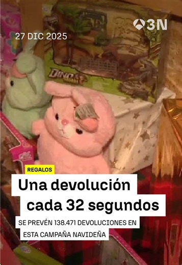‼️🎁 Las devoluciones se disparan: cada 32 segundos se devuelve un regalo ➡️ Se prevén 138.471 devoluciones en esta campaña navideña, un incremento de un 139% respecto al año pasado 📲 Sigue toda la #actualidad en antena3noticias.com #Antena3Noticias #Noticias #news #noticiastiktok