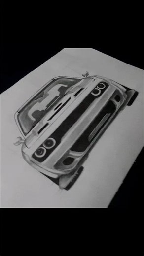 Dodge Challenger Realistic Car Drawing ✏️🔥 | Pencil Art #shorts