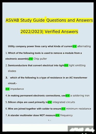 ASVAB Study Guide Questions and Answers 2025 2026 100% Correct Verified Answerspdf video