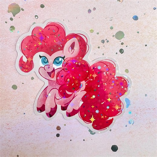 Pinkie Pie Holographic Sticker | Pinkie Pie Sticker | My Little Pony Sticker - Etsy