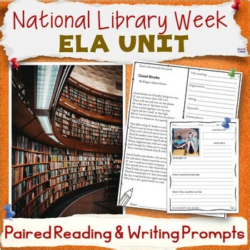 National Library Week Unit - Librarian Day Paired Passages With Writing Prompts