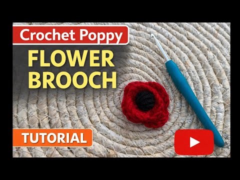 Easy Crochet Poppy Flower Brooch ♥️ Beginner Tutorial
