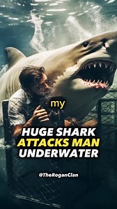 Huge Shark Attacks Man Underwater! #joerogan #shark #scary | The Rogan Clan