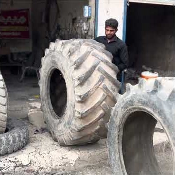 Giant Harvester Tire Repair: Incredible Sewing & Heating Technique 🔥