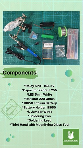 Circuitrocks Project Name: "Single LED Relay Oscillator Circuit" Used: The “Single LED Relay Oscillator Circuit” is a straightforward electronics project. It uses a relay, a capacitor, a resistor, and a 3.7V lithium battery to make an LED blink. It suits for beginners interested in learning how to blink an LED using a relay. Visit Us Tutorial: https://learn.circuit.rocks/single-led-relay-oscillator-circuit #LED #relay #oscillator #circuit #c#circuitrock #circuitrocksphilippines #electronics #pro