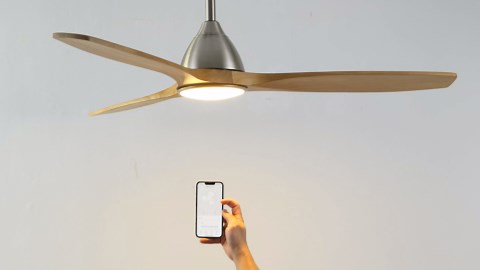 52" Ceiling Fan with Light, 6-Speed Remote/APP Control, Modern Smart Dimmable LED Light, Reversible DC Motor, 3 Solid Wood Blades, Compatible with Alexa and APP Bedroom Living Room Gold/White