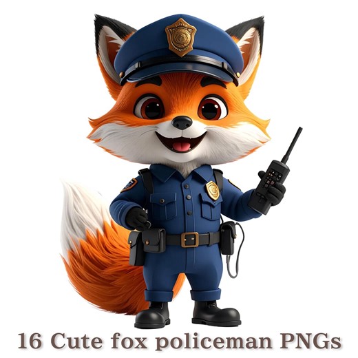 16 Cute Fox Police Clipart PNG, Cartoon Policeman Illustrations, Animal Police Officer, Kids Law Enforcement Characters, Sticker Sublimation - Etsy