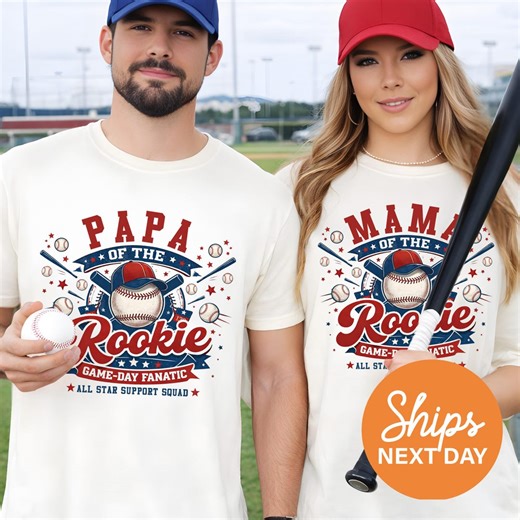 Rookie of the Year 1st Birthday Mom Dad Shirts, Baseball First Birthday Parent Matching Tee, Mama Papa Outfit - Etsy