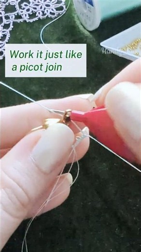 🔍The Easiest Way to Tat Directly onto an Earring Finding ✨ #tatting #frivolite #tutorial