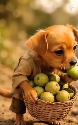 Poor puppy guava khana ke liye din raat mehnat karta hai.🐶🍏🥹#animals