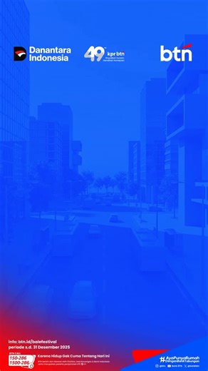 Bank Tabungan Negara on Instagram: "balé festival masih berlangsung hingga 14 Desember 2025! Ini saat yang tepat buat ngejar diskon rumah impianmu! ❤️🥰🏠 📍Lippo Mall Puri, Jakarta 📍Cihampelas Walk Mall, Bandung 📍Pakuwon Mall, Yogyakarta 📍Plaza Medan Fair, Medan 📍Mall Panakkukang, Makassar 📍Gaia Bumi Mall, Pontianak Akhir tahun = waktunya berburu diskon rumah. Awal tahun? Semoga kunci rumah barumu udah di tangan, bareng KPR BTN! 🔑✨ Promo spesial yang jangan sampai kelewat: ✨ Suku bunga mu