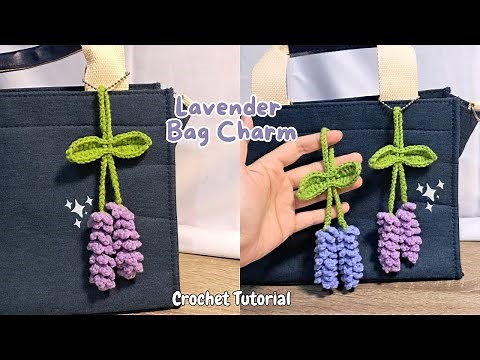 lavender bag charm crochet tutorial | step-by-step guide to crochet lavender flower keychain