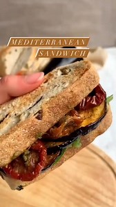 46K views · 430 reactions | VEGAN MEDITERRANEAN SANDWICH索 by theegyptianplanteater Ingredients: 1/3 aubergine, sliced 㮝olive oil smoked paprika 龍garlic powder 蓼salt to taste —> bake for 10-15 minutes, or air fry until golden 阮hummus pesto sun-dried tomatoes 塞greens | Vegan & Plant-Based Recipes | Facebook