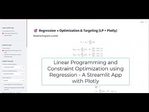 Streamlit App for Regression Based Linear Programming