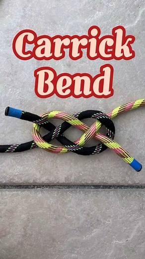 Carrick Bend: The Carrick bend, also known as the Sailor's breastplate, is a knot used for joining two lines. It is particularly appropriate for very heavy rope or cable that is too large and stiff to be easily formed into other common bends. It will not jam even after carrying a significant load or being soaked with water. #sailor #outdoors #adventure #fyp #knot #reelsfb | Nots