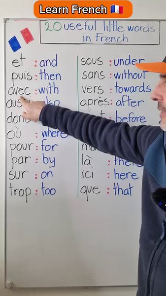 175K views · 18K reactions | 20 useful little Words in French to know! ☝️ | Learn French Grammar and Vocabulary with Moh and Alain   #frenchvocabulary #frenchwords #frenchlanguage #apprendrelefrançais #studyfrench #french #learnfrench | OuiTeach & French Becomes Easy | Facebook