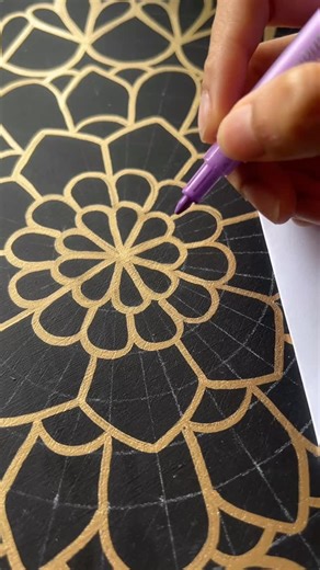 Adding patterns to gold and rainbow colour mandala part - 1 #colourfulmandala #patternmandala #mandalaartwork #mandalaart #rainbowmandala #mdfmandala | Art.Nilima
