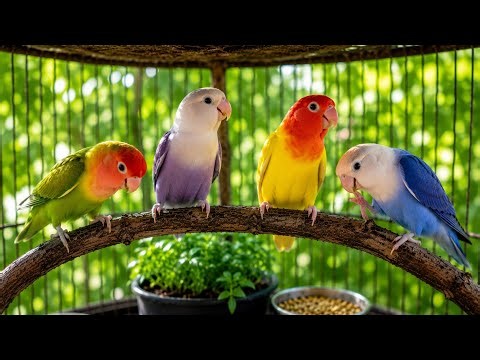 Beautiful Lovebirds Singing & Playing | Relaxing Nature Sounds
