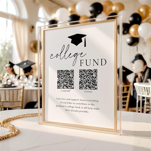College Fund QR Code Graduation Sign Template Editable Grad Party Venmo Cash App QR Code Sign Printable Graduation Open House Decor - Etsy UK