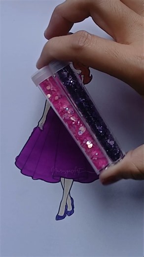 Beautiful Glitter Dress ✨️🩷💜👑 #glitter #glitterart #glitterdress #princess #pink #purple #colors
