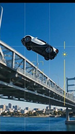Would you launch a Bugatti off a bridge ramp? 😬🏎️🌉 #carshorts