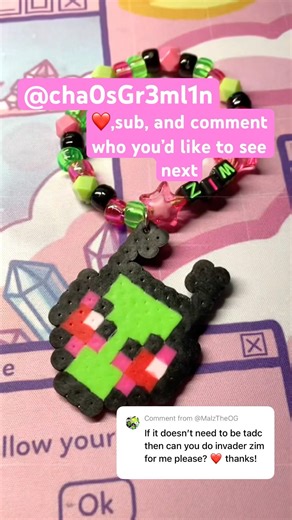 Epic Invader Zim Perler Bead DIY: Make Your Own Alien Kandi! 👽 #Shorts #viral #edit #youtubeshorts