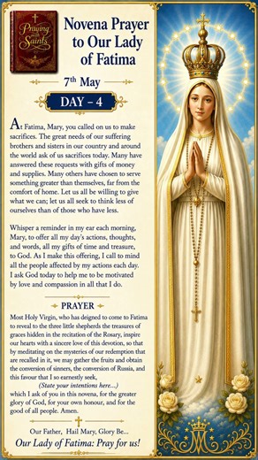Day 4 – Our Lady of Fatima Novena ✨ Learn the Power of Sacrifice & Love #catholicfaith #holymother