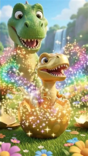 Giant T-Rex Finds 5 Rainbow Surprise Eggs! 🌈 Which Baby Dino Hatches? #dinoeggs #dinosaurs
