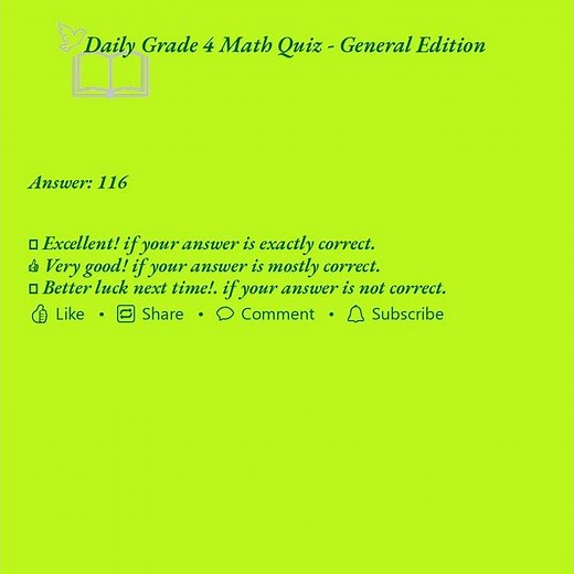 Grade 4 Daily Math Quiz With General Edition 5Q Jan 05 2026