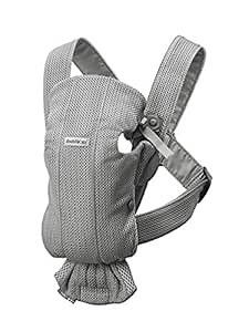 BabyBjörn Baby Carrier Mini, Gray, 3D Mesh | Newborn Carrier (7-25 lbs), Ergonomic, Easy-to-Use