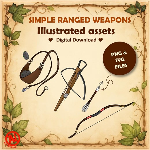 D&D 5e Simple Ranged Weapons | PNG and SVG Files | Hand Drawn Illustration - Etsy