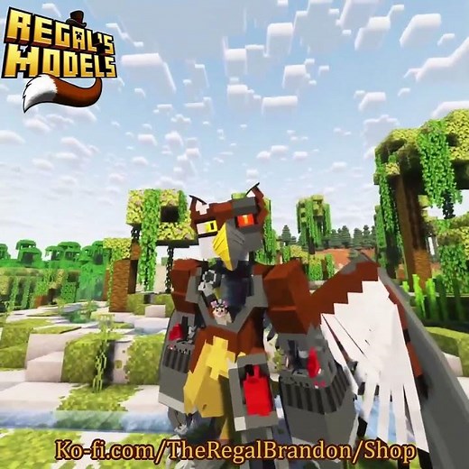 Ko-fi Voted Complex Minecraft CPM Model Gas Engine Gryphon with Mouse Mechanic