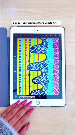 Day 33 - Easy Abstract Wave Doodle Art | Doodle Drawing Tutorial Step by Step #shorts