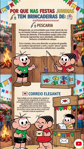 POR QUE NAS FESTAS JUNINAS TEM PESCARIA E CORREIO ELEGANTE? TURMA DA MÔNICA EXPLICA.