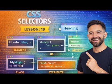 CSS Selectors Guide: Element, Class, ID & Attribute Selectors | Lesson 18 (2026)