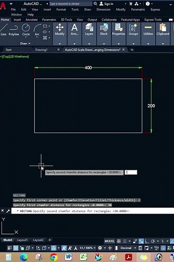 Adding Chamfered Corners to Rectangles in AutoCAD -24 !: A Step-by-Step Tutorial