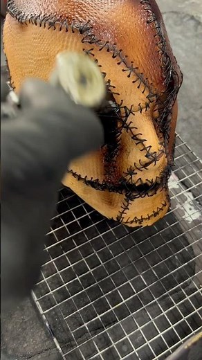 Another Halloween leather mask post - this time a hand stitched all leather mask - dye airbrushed